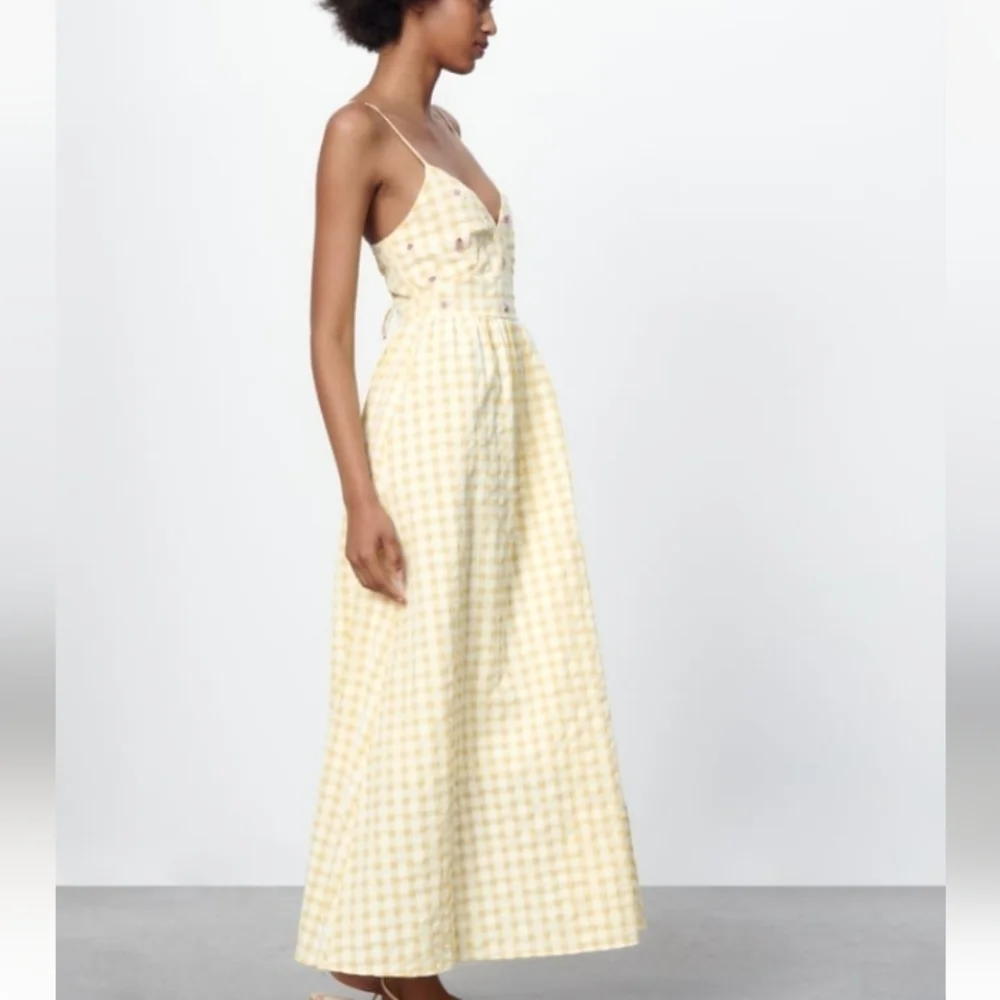 ZARA gingham Long Summer dress - Picture 3 of 9